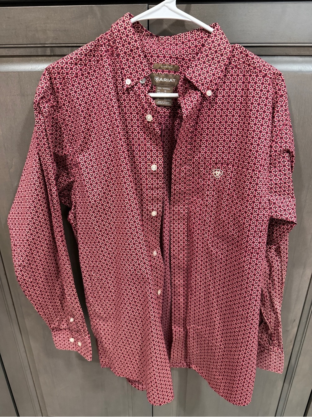 Ariat Men’s Burgundy Geo Print Button-Down Shirt